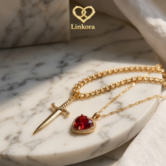Heart and Sword Love Necklace